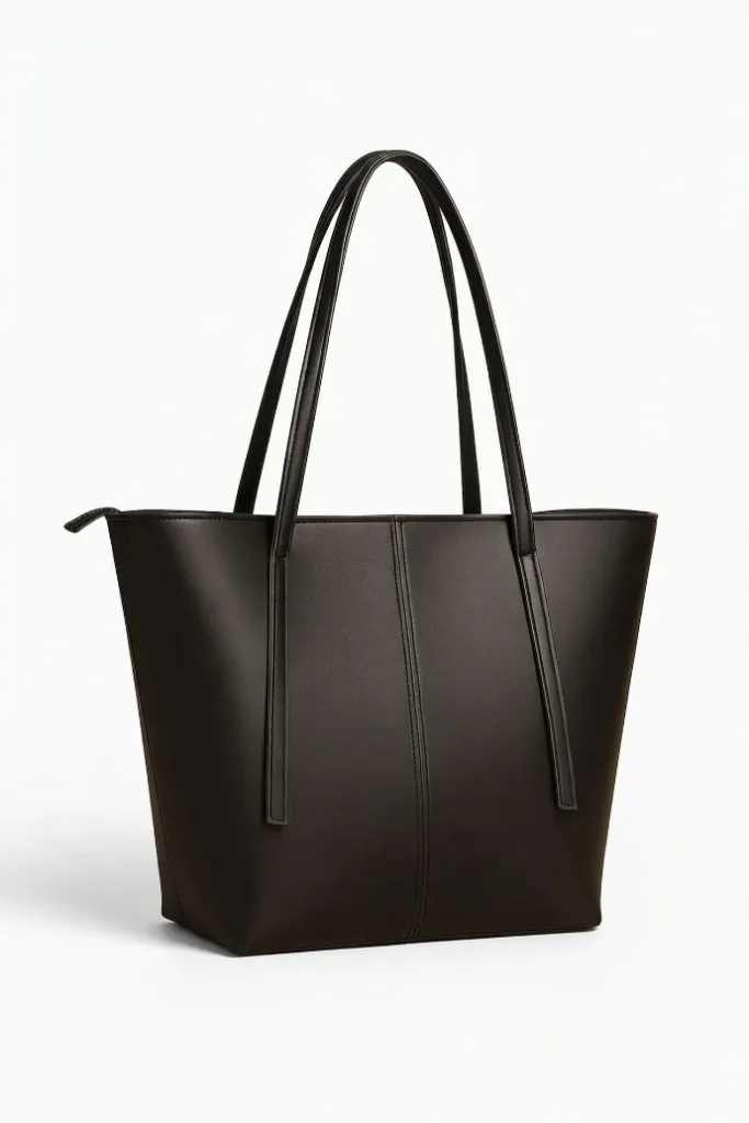 Black Leather Tote Bag for Women with "Multiple colors available"